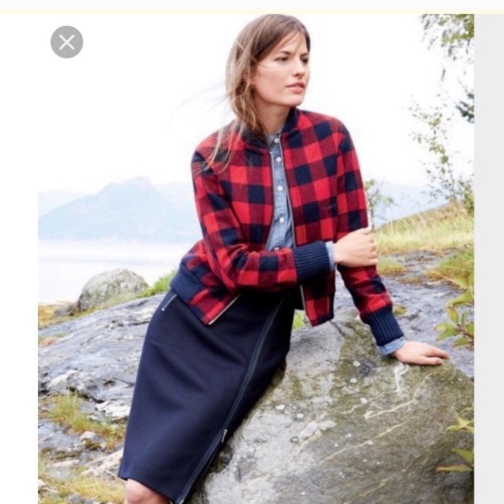 NWT J.crew buffalo check bomber jacket